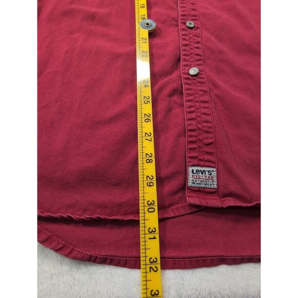 Levis Red Tab Long Sleeve Denim Red Jean Shirt *Missing Button* Vintage Large - Picture 13 of 15